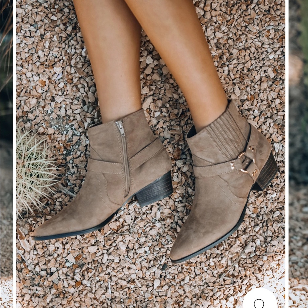 FLYNN FAUX SUEDE WESTERN BOOTIE - TAUPE